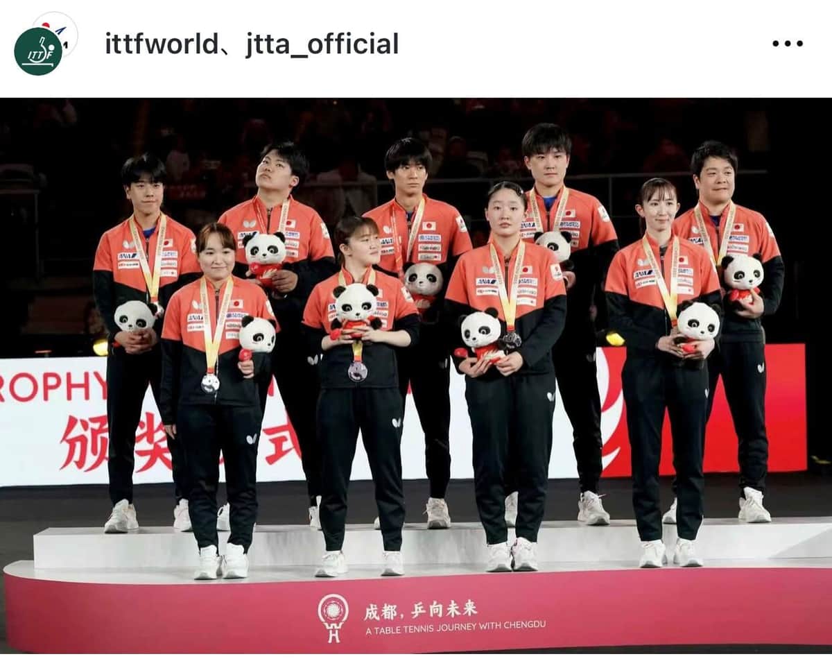 卓球日本代表（ITTFインスタグラムより）
