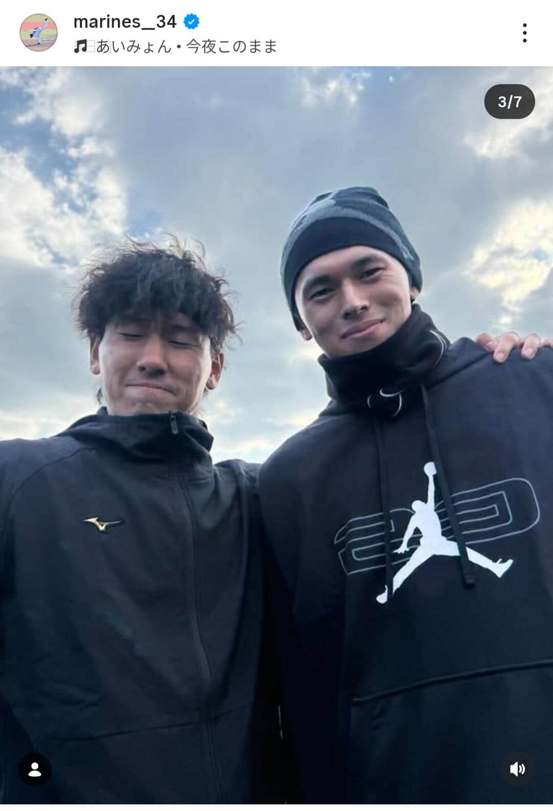 高野脩汰投手のインスタグラム（＠marines__34）より