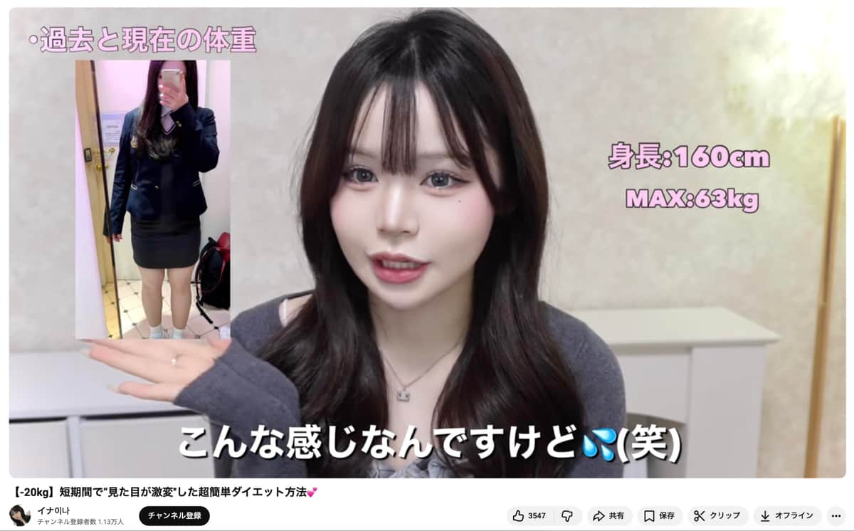 イナさんのYouTubeチャンネルより