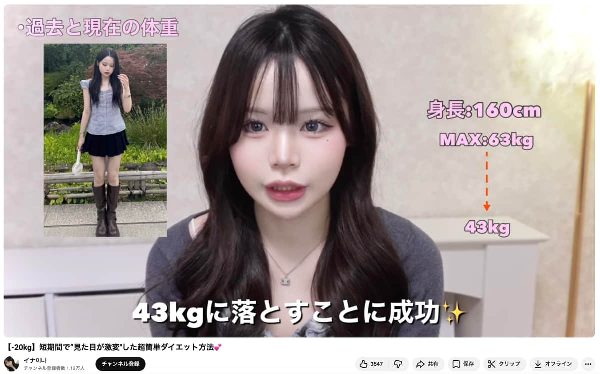 イナさんのYouTubeチャンネルより