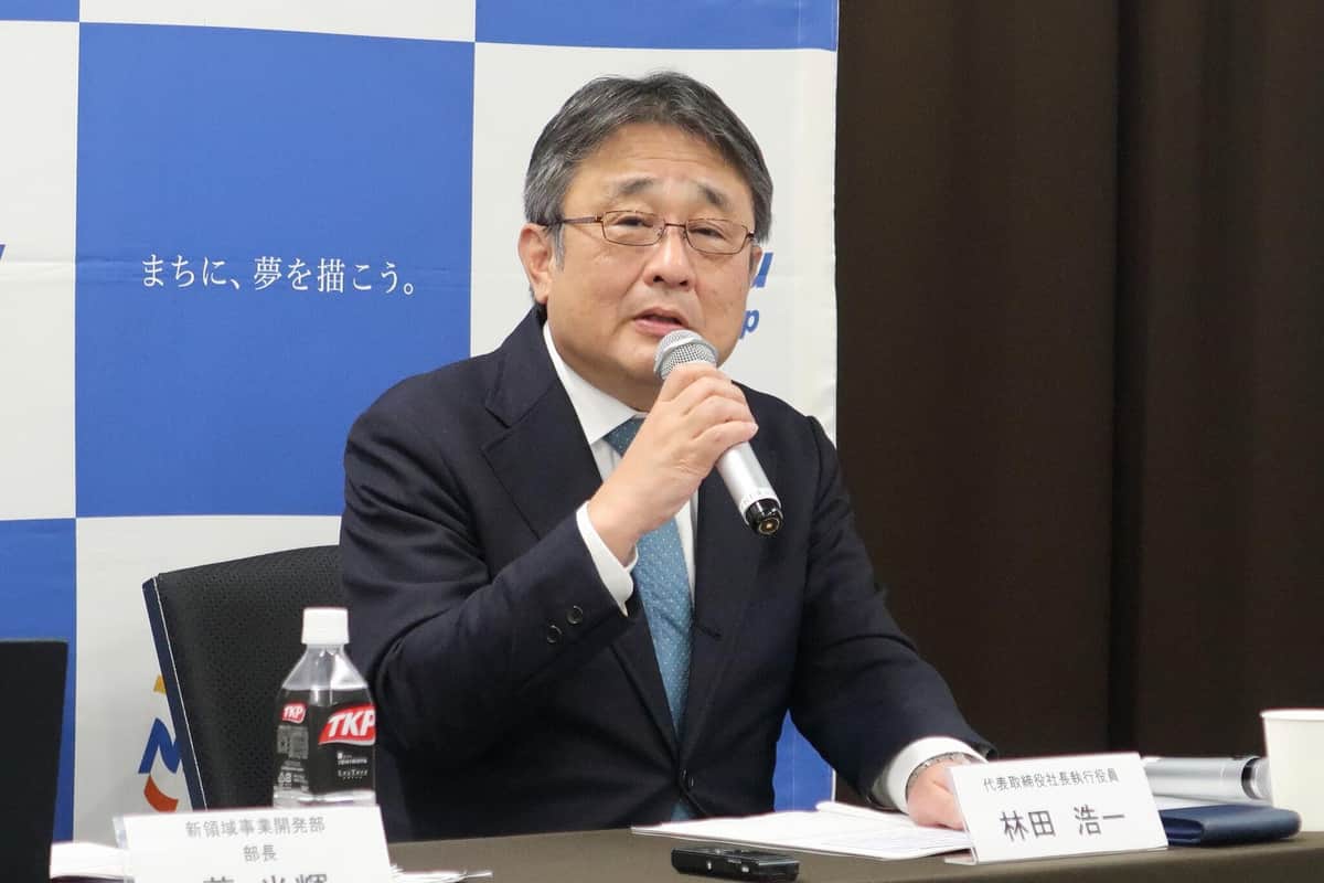 西鉄の林田浩一社長。インバウンド需要の見通しについて語った