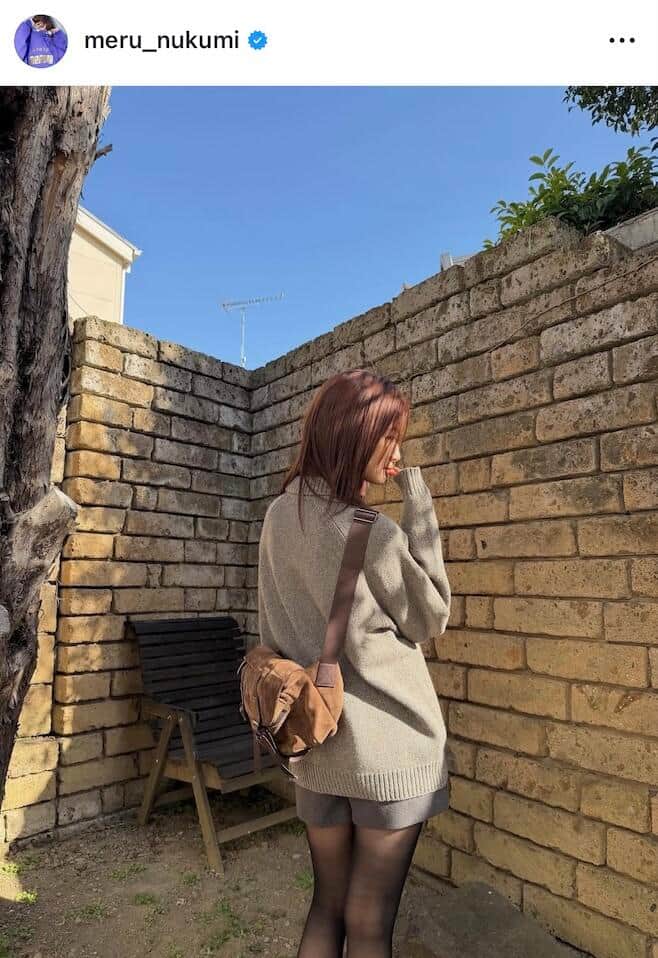 生見愛瑠さんのインスタグラム（＠meru_nukumi）より