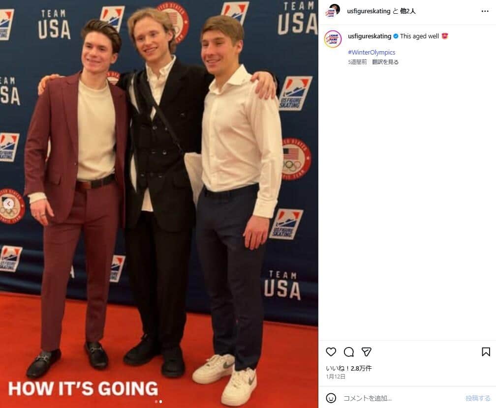 米フィギュアスケートチーム公式インスタグラム（＠usfigureskating）より