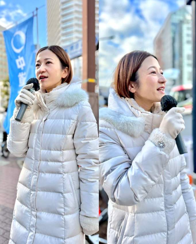 落選後も駅前に立ち続けている（写真は酒井氏のXから）
