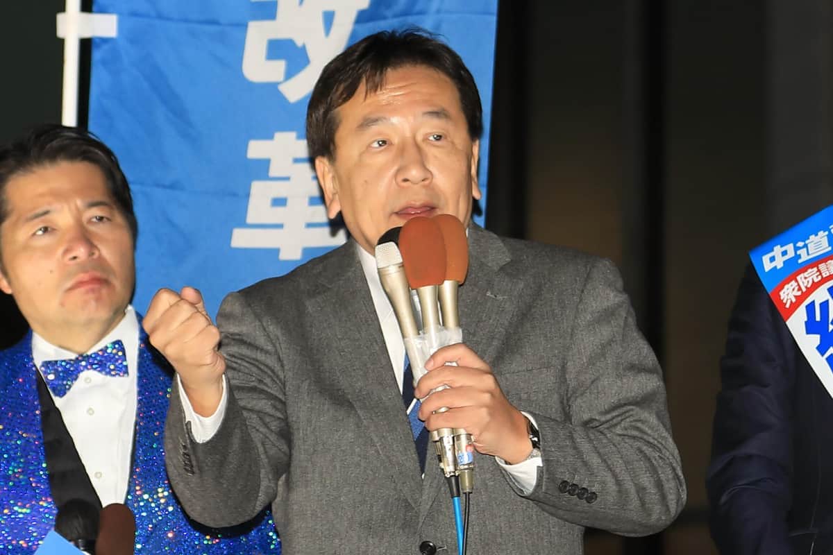 衆院選終盤で応援演説する中道改革連合の枝野幸男氏（2025年2月撮影）

