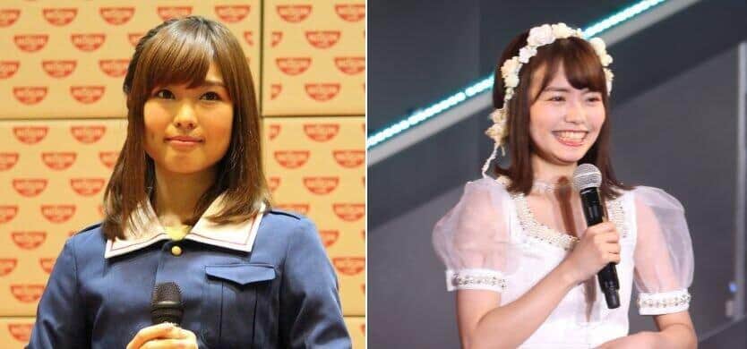 声優の渕上舞さん（左、2016年撮影）とHKT48の渕上舞さん（右、2020年撮影）

