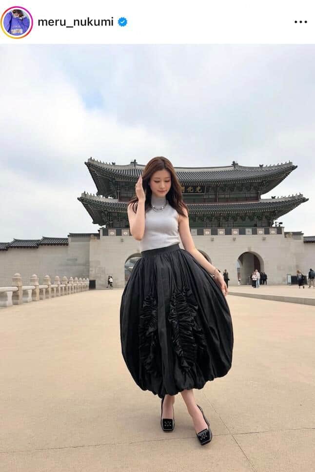 生見愛瑠さんのインスタグラム（＠meru_nukumi）より