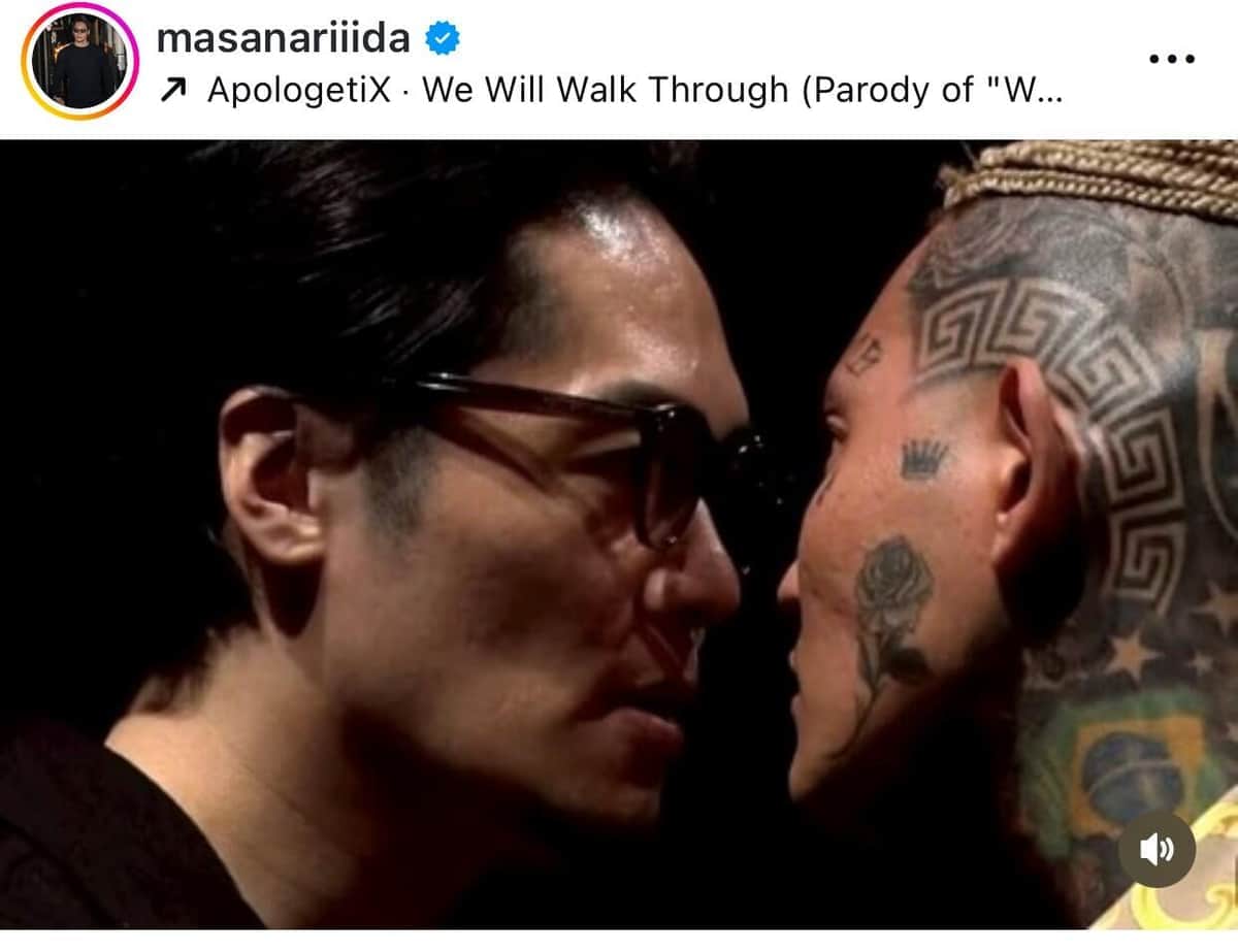 睨み合う飯田（本人インスタグラムより）