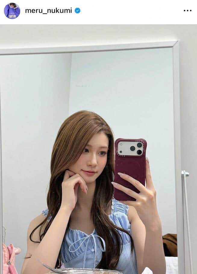 生見愛瑠さんのインスタグラム（＠meru_nukumi）より