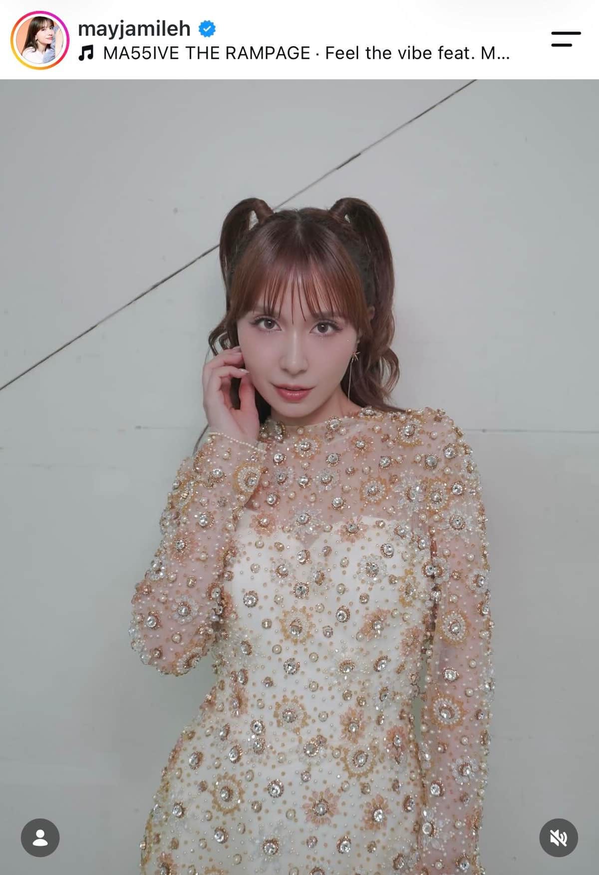 May J．ピンク色ミニドレス×ヒール姿で色気ダダ漏れ　「お姫様」「超絶可愛過ぎ」「可愛すぎる渋滞」悶絶