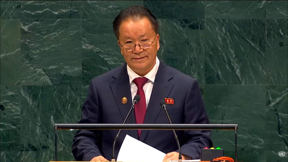 国連総会で演説する北朝鮮のキム・ソンギョン外務次官（国連の公式YouTubeチャンネルより）