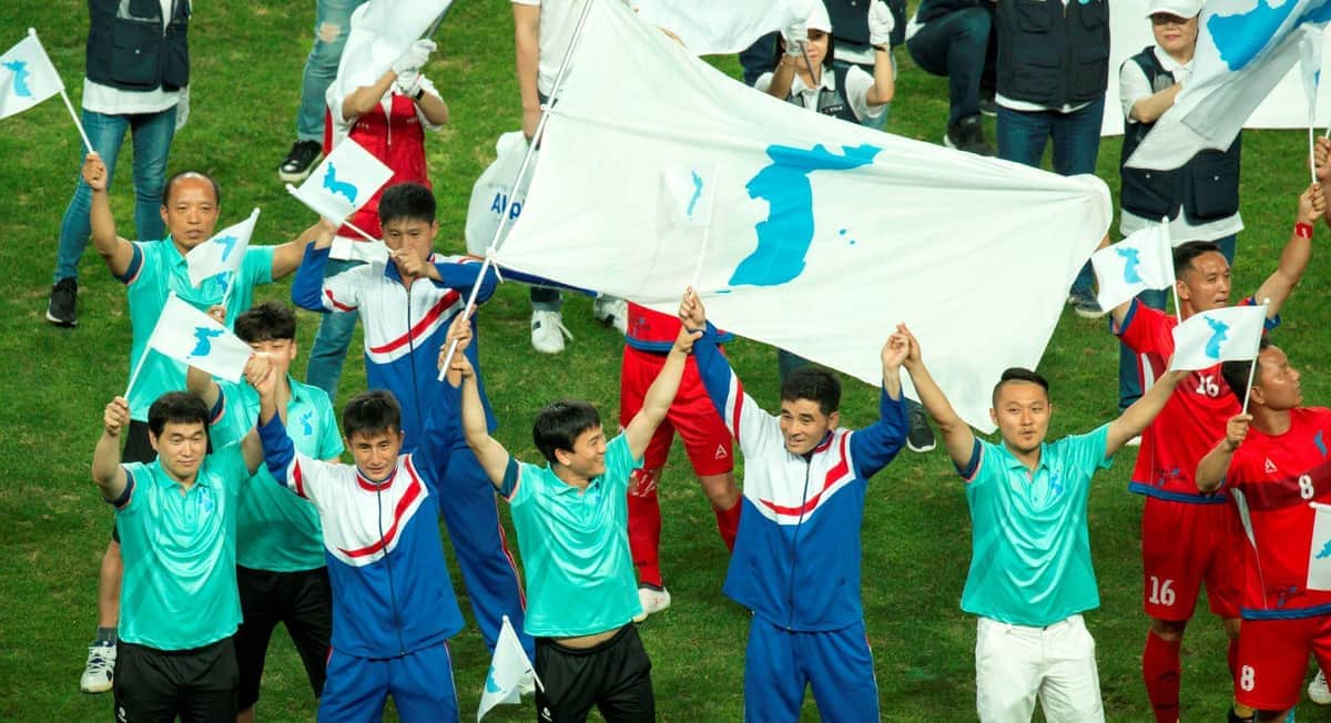 2018年に韓国・ソウルで行われた南北労働者統一サッカー大会（写真：Lee Jae-Won/アフロ）