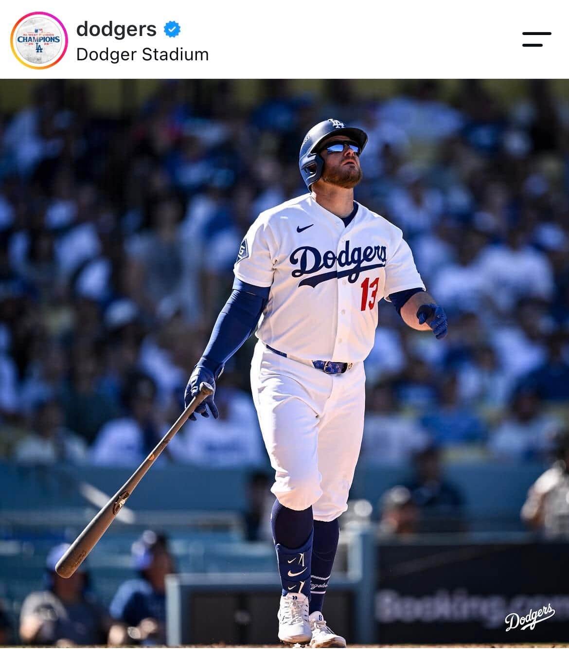 ドジャースの公式インスタグラム（＠dodgers）より