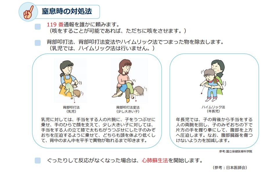 乳児が窒息した場合の対処方法