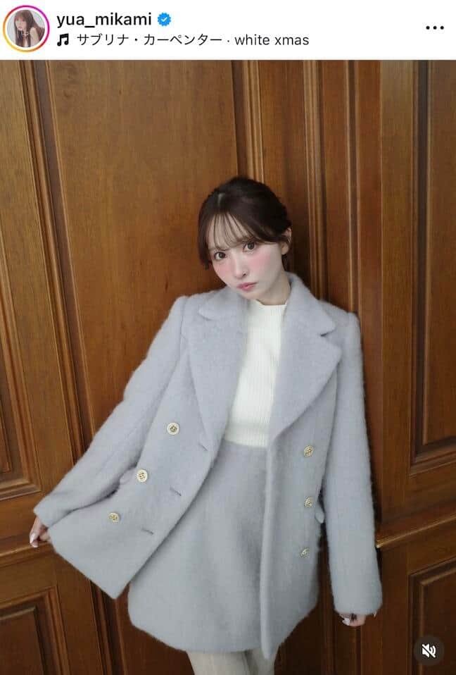 SNIDEL スナイデル 三上悠亜さん着用 ビッグカラージャガードウール 