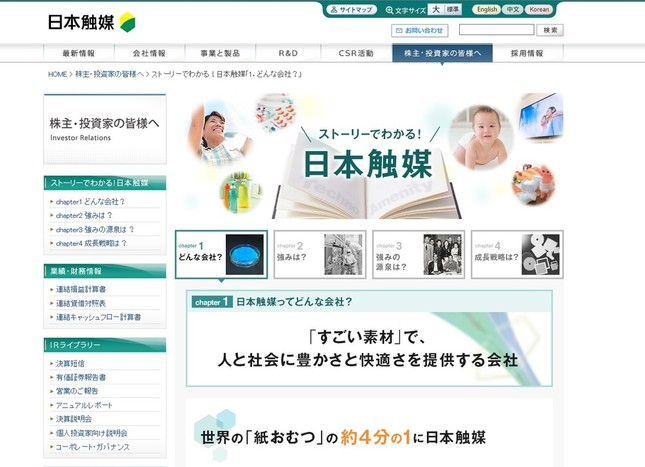 買いどきをさぐる……（画像は、日本触媒のホームページ）
