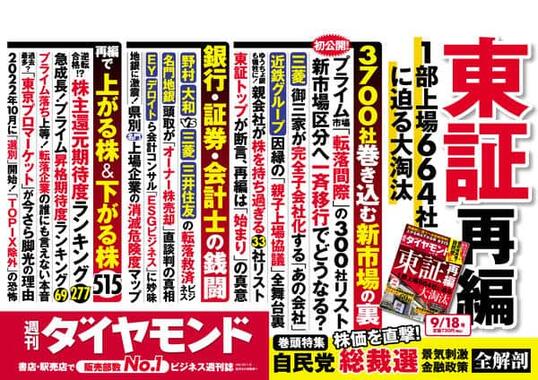 週刊ダイヤモンドは巻頭で「株価を直撃！ 自民党総裁選」を特集した