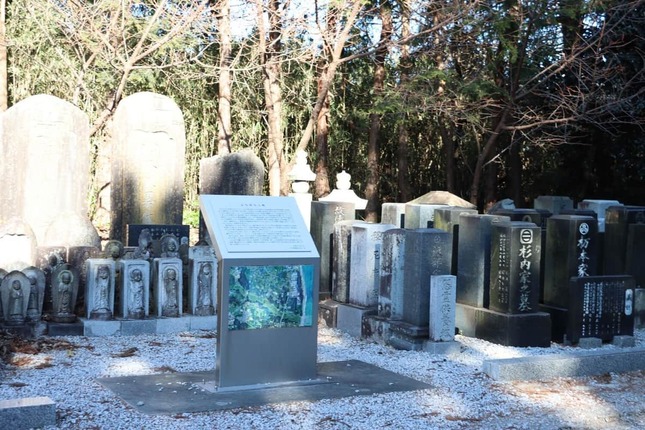 海渡神社に移設された墓石と碑