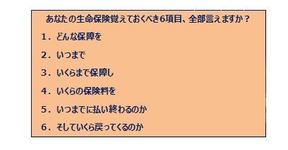 -　（表2）生命保険の覚えておくべき6項目　-