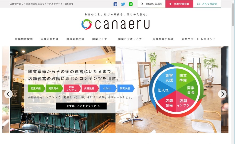 開業や独立を「canaeru」ポータルサイト