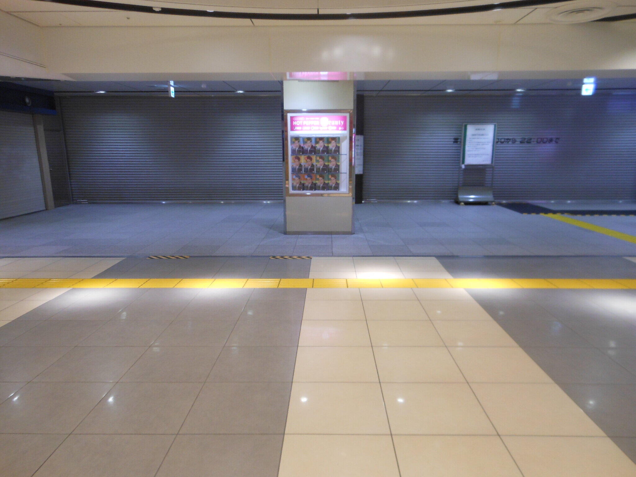 緊急事態宣言で利用者が減り閉じられた東京駅地下改札口
