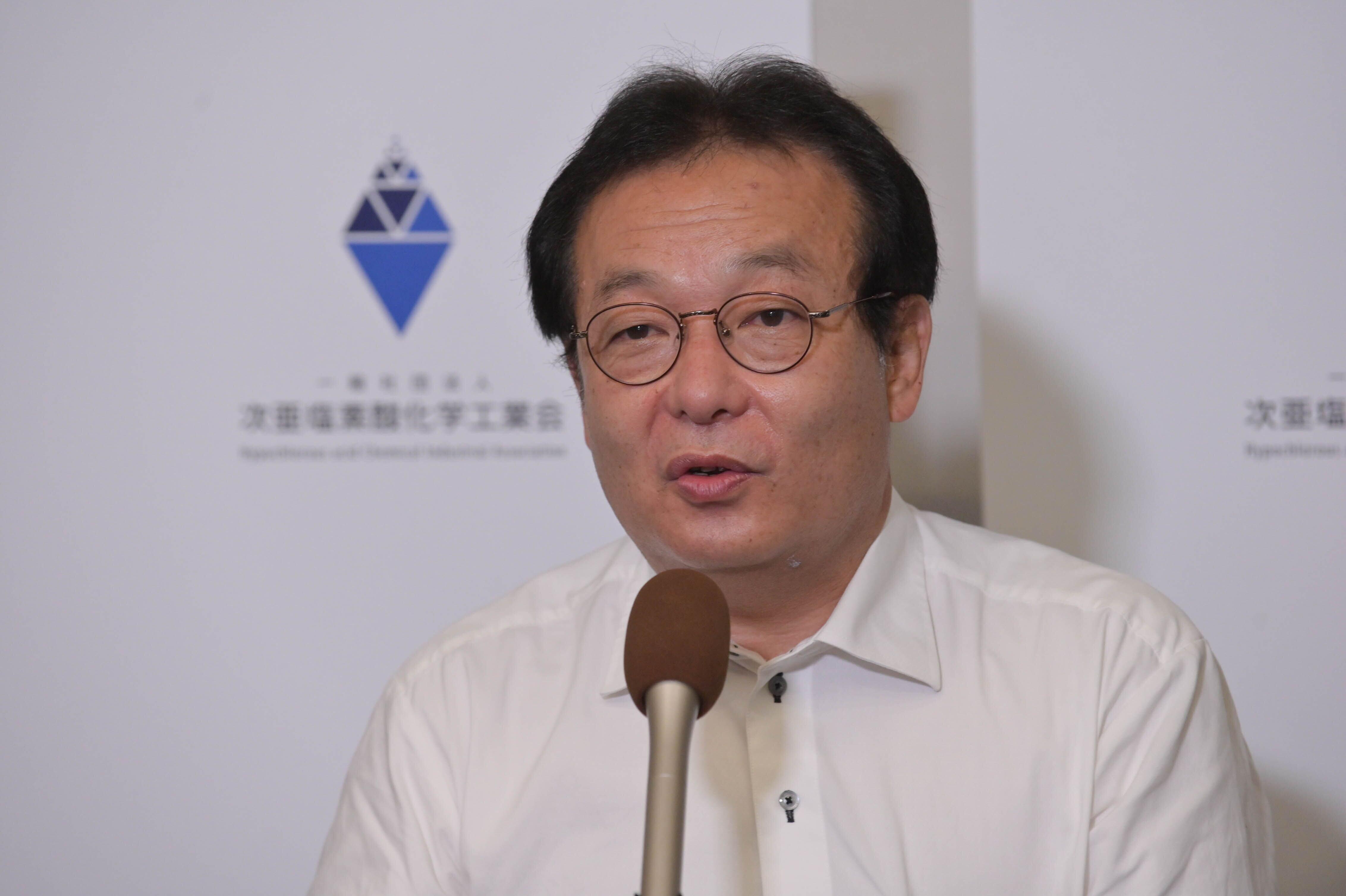 「次亜塩素酸化学工業会」の設立を発表する石田智洋代表理事