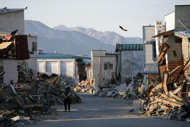 東日本大震災で多くの建物が倒壊した（岩手県宮古市 2011年）