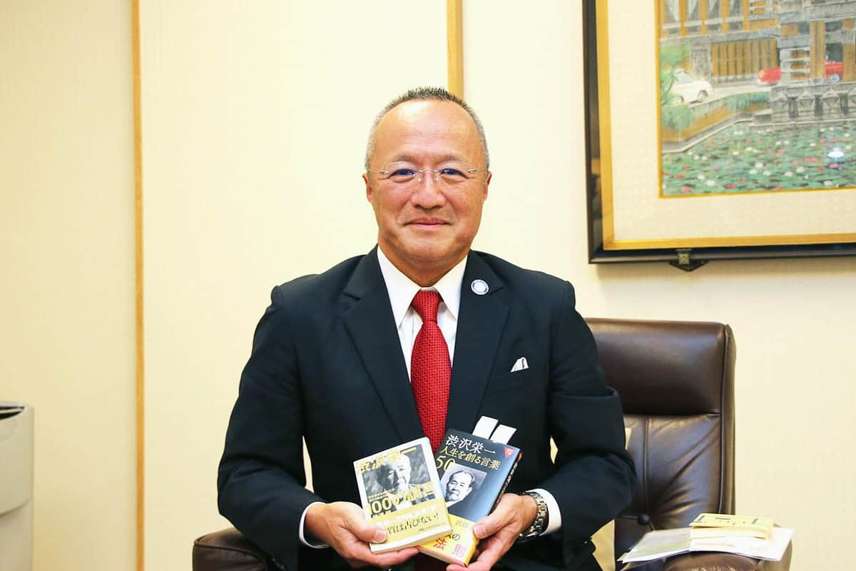 「渋沢翁は100年以上前から観光立国を訴えていた」と話す定保英弥社長