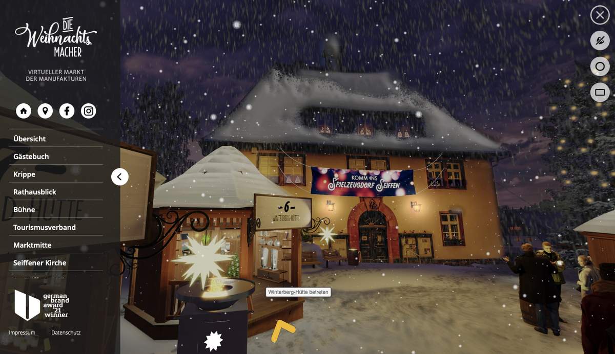 ザイフェンの「バーチャル・クリスマスマーケット」（www.dregeno.de/weihnachtsmarkt/）