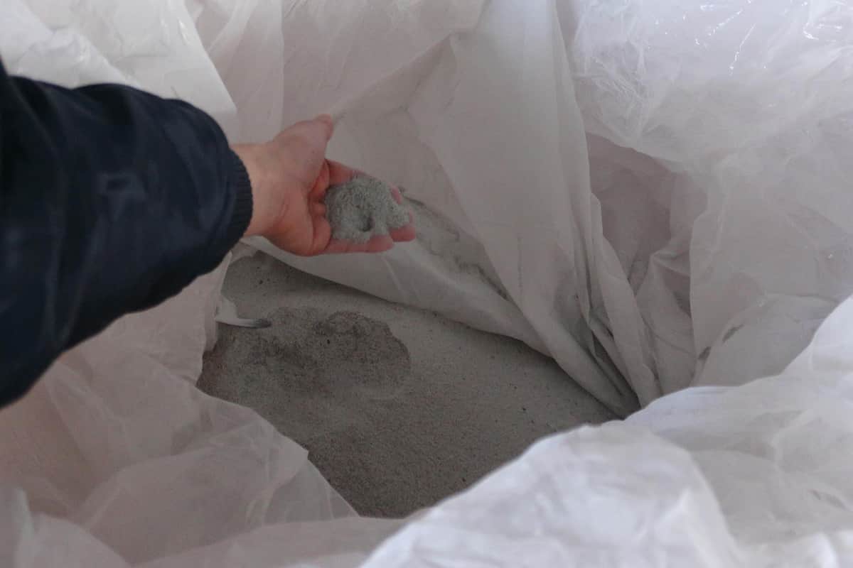 汚泥から取り出されたリン。袋詰めしてから肥料に加工する