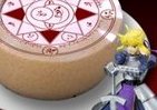 魔方陣のようなケーキ　人気キャラ「セイバー」フィギュア付き