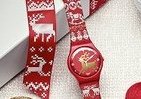 クリスマス柄の手編みセーターのような時計　RED KNIT発