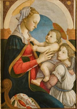 サンドロ・ボッティチェリ　《聖母子》　1465年頃　テンペラ、板　捨て子養育院美術館　Photo by George Tatge