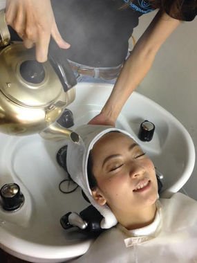 ヤカンでかけ流す