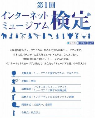 「インターネットミュージアム検定」トップページより