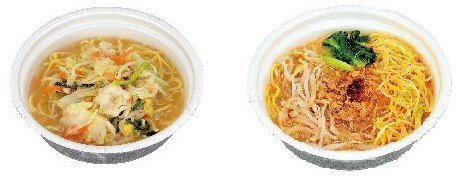 「レンジタンメン」（左）と「レンジ担担麺」（右）