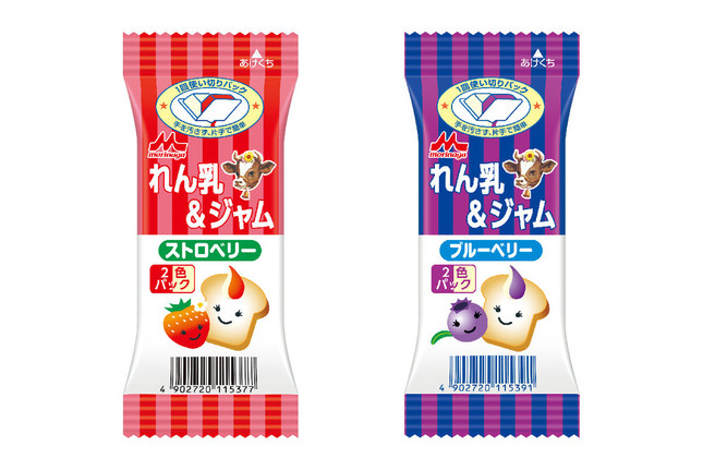 森永れん乳＆ジャム ストロベリー（左）、森永れん乳＆ジャム ブルーベリー