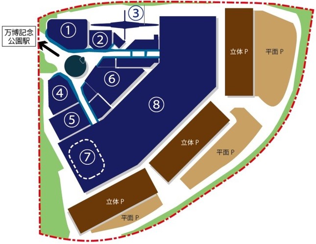 ①「NIFREL（ニフレル）」②「ポケモンEXPOジム」(仮称)③「Osaka Wheel」（仮称）④日本初の体験型英語教育施設「OSAKA ENGLISH VILLAGE」（仮称）⑤自然体感型エンターテインメント施設「オービィ大阪」⑥最新鋭シネマコンプレックス「109シネマズ大阪エキスポシティ」⑦日本初の体験型アミューズメントパーク「ひつじのショーンファミリーファーム」（仮称）⑧「ららぽーとEXPOCITY」