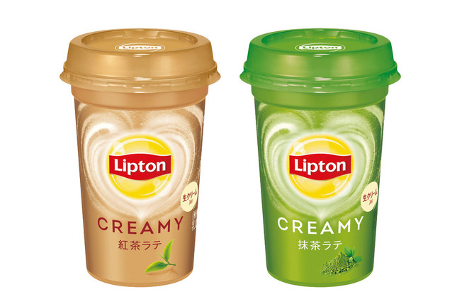 リプトン CREAMY 紅茶ラテ（左）、リプトン CREAMY 抹茶ラテ