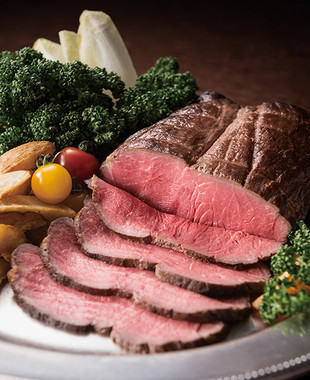 食べ放題の、蜂蜜味噌のローストビーフ