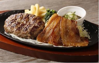 美ら島あぐー豚の焼肉＆ビーフ100%ハンバーグ