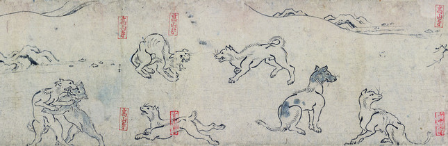 国宝鳥獣人物戯画乙巻（部分）前期展示　京都・高山寺所蔵