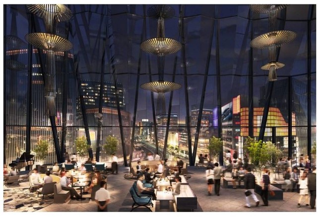 「江戸切子」モチーフにしたガラスの内部から夜景を楽しむことができる