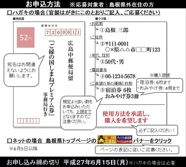 ハガキでも申し込める