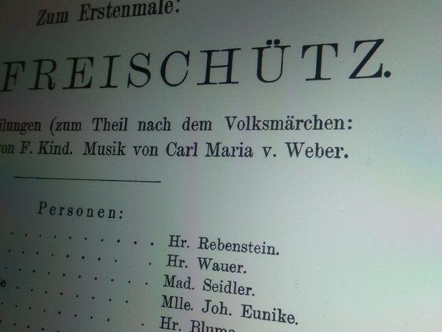 「魔弾の射手」の楽譜の扉ページ