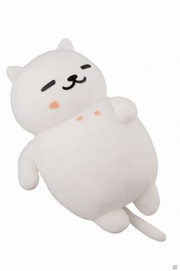 ゴハンを食べたあとのお馴染みポーズをした「まんぞくさん」のぬいぐるみ