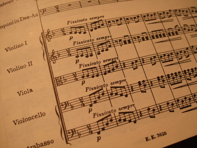 ユーモアを感じる第3楽章「常にピッツィカートで」の指示がある