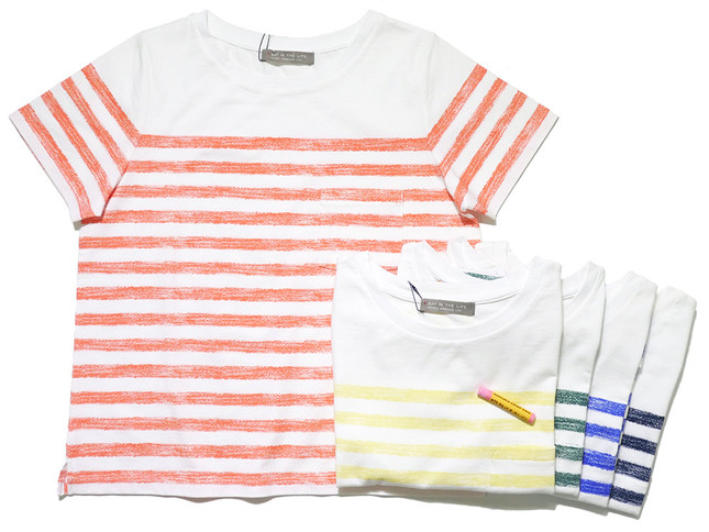 ウィメンズ サクラクレパス パネルボーダーTシャツ