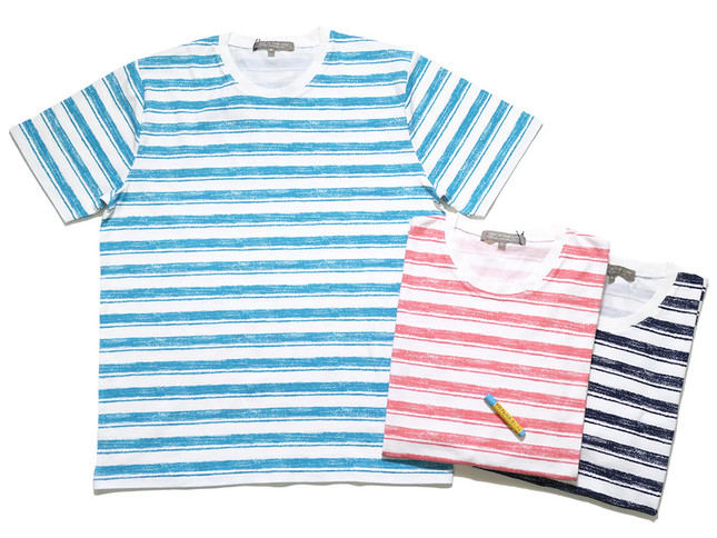 メンズ サクラクレパス ボーダープリントTシャツ