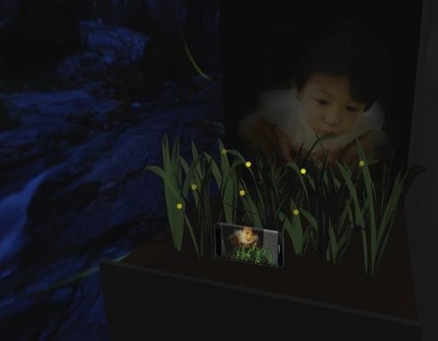 Galaxy S7 edgeブースの暗室ホタル撮影コーナー